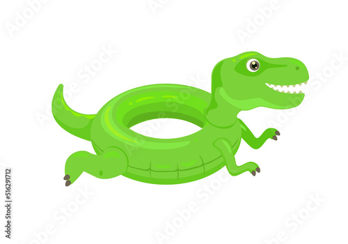 T-rex inflatable float isolated on white. Vector cartoon flat illustration. Summer icon.
