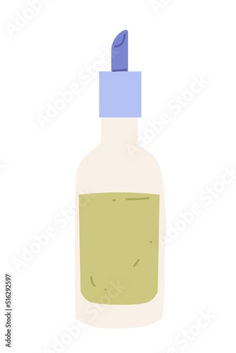 Glass bottle with olives oil Isolated on white background