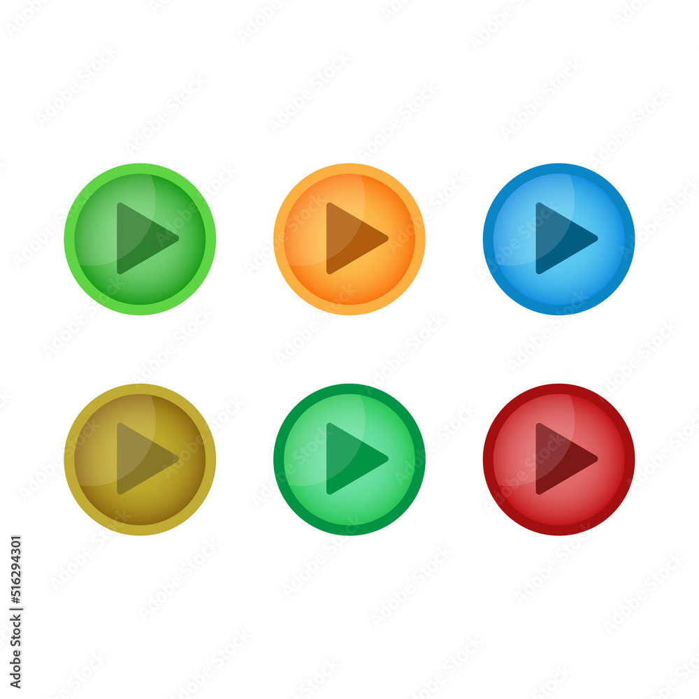 Video Media Play Button Flat Icon For Apps And Websites - Colorful Vector Illustration - Isolated On White Background Video Media Play Button Flat Icon For Apps And Websites - Colorful Vector Illustration - Isolated On White Background