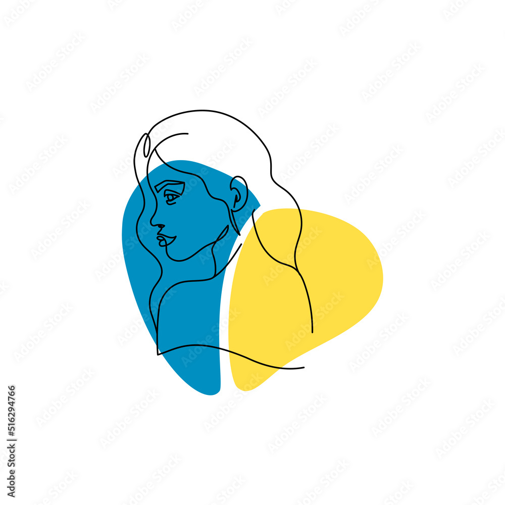 Woman in Ukrainian symbols. Art. Ukraine support concept. No war. Support for Ukraine. Vector illustration. Isolated, line art Woman in Ukrainian symbols. Art. Ukraine support concept. No war. Support for Ukraine. Vector illustration. Isolated, line art