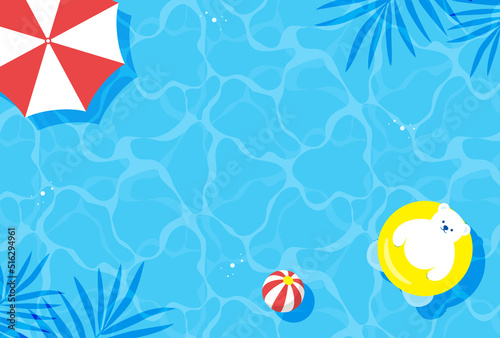 summer vector background with a polar bear floating in water for banners, cards, flyers, social media wallpapers, etc.