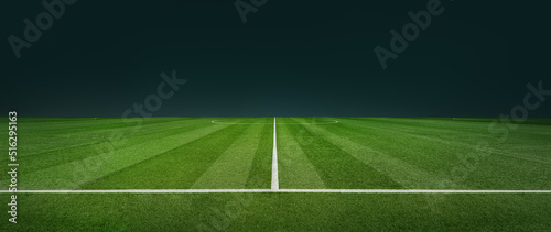 Fototapeta Naklejka Na Ścianę i Meble -  textured soccer game field with neon fog - center, midfield