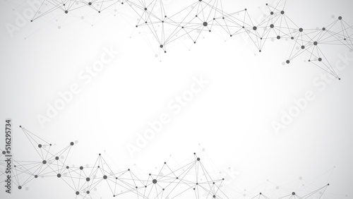 Geometric abstract background with connected lines and dots. Connectivity flow point. Molecule and communication background. Graphic connection background for your design illustration.