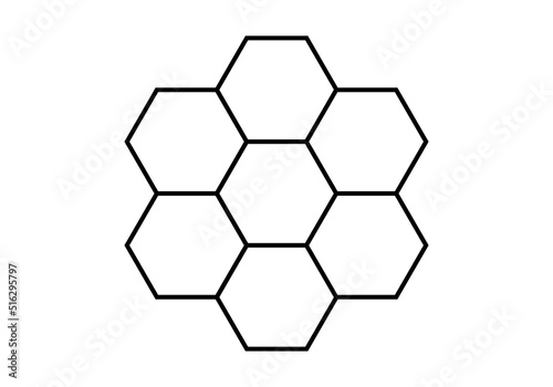 Trazado de panal en negro sobre blanco. Organigrama