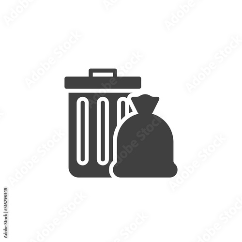 Trash bin and bag vector icon