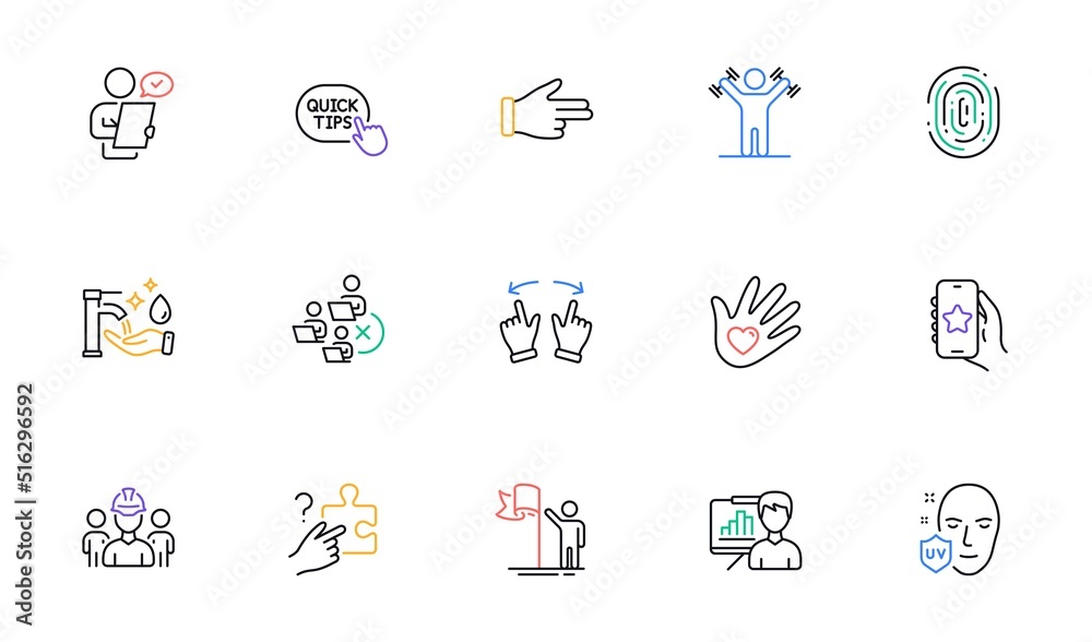 Customer survey, Engineering team and Favorite app line icons for website, printing. Collection of Social responsibility, Uv protection, Fingerprint icons. Leadership, Click hand. Vector Customer survey, Engineering team and Favorite app line icons for website, printing. Collection of Social responsibility, Uv protection, Fingerprint icons. Leadership, Click hand. Vector