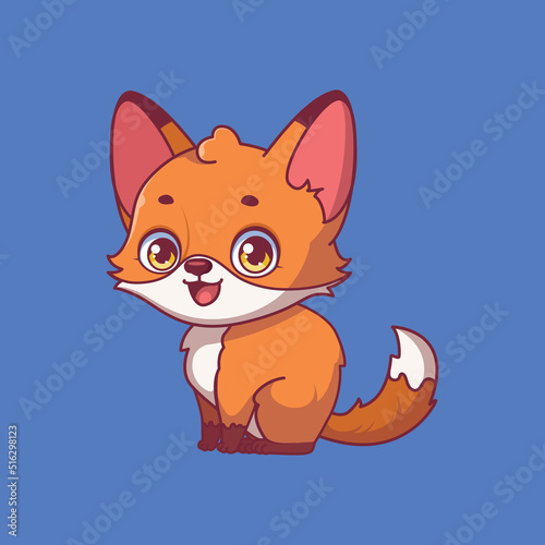 Illustration of a cartoon fox on colorful background