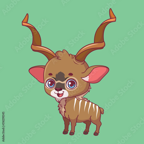 Illustration of a cartoon kudu on colorful background
