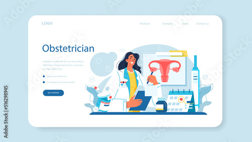 Obstetrician web banner or landing page. Reproductologist photo