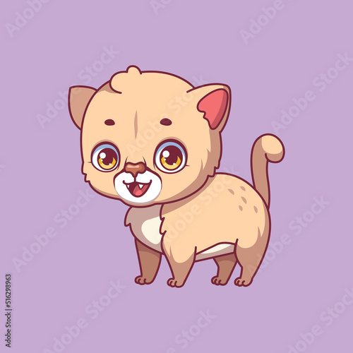 Illustration of a cartoon mountain lion on colorful background