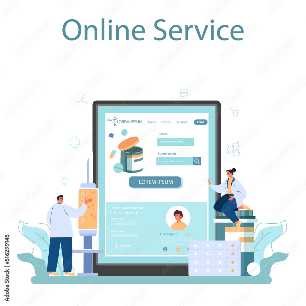 Pharmacologist online service or platform. Pharmacist preparing Pharmacologist online service or platform. Pharmacist preparing