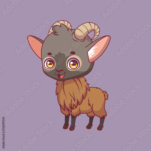 Illustration of a cartoon tahr on colorful background photo