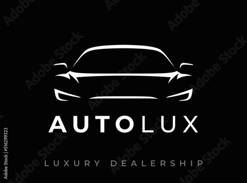 Luxury sports car logo. Motor vehicle headlight silhouette emblem. Auto dealership icon. automotive garage symbol. Vector illustration.