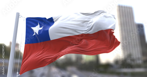 Fotografi 3d illustration flag of Chile. flag symbols of Chile.