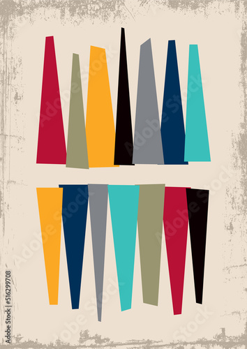 1950s Style Vintage Colors Abstract Background. Mid Century Modern Geometric Design Art