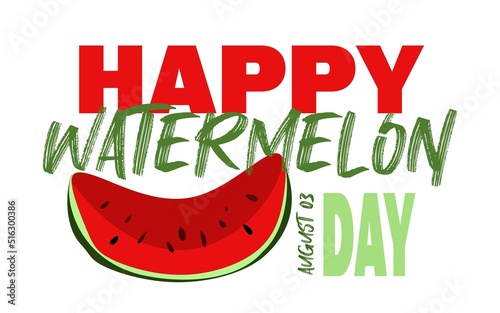 National Watermelon Day poster with calligraphy lettering isolated on white background