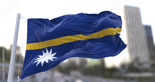 3d illustration flag of Nauru. flag symbols of Nauru.