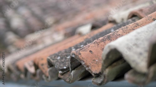 Ceramic tiles from the old house. The Old Town. Close up