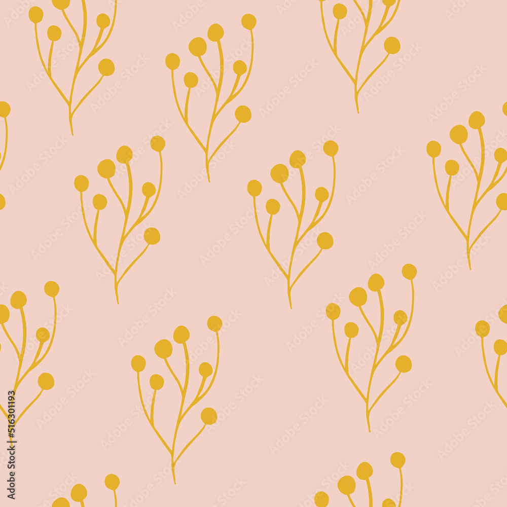 Vector hand drawn seamless pattern with branches. Stylish wallpaper, print for clothes, textiles.