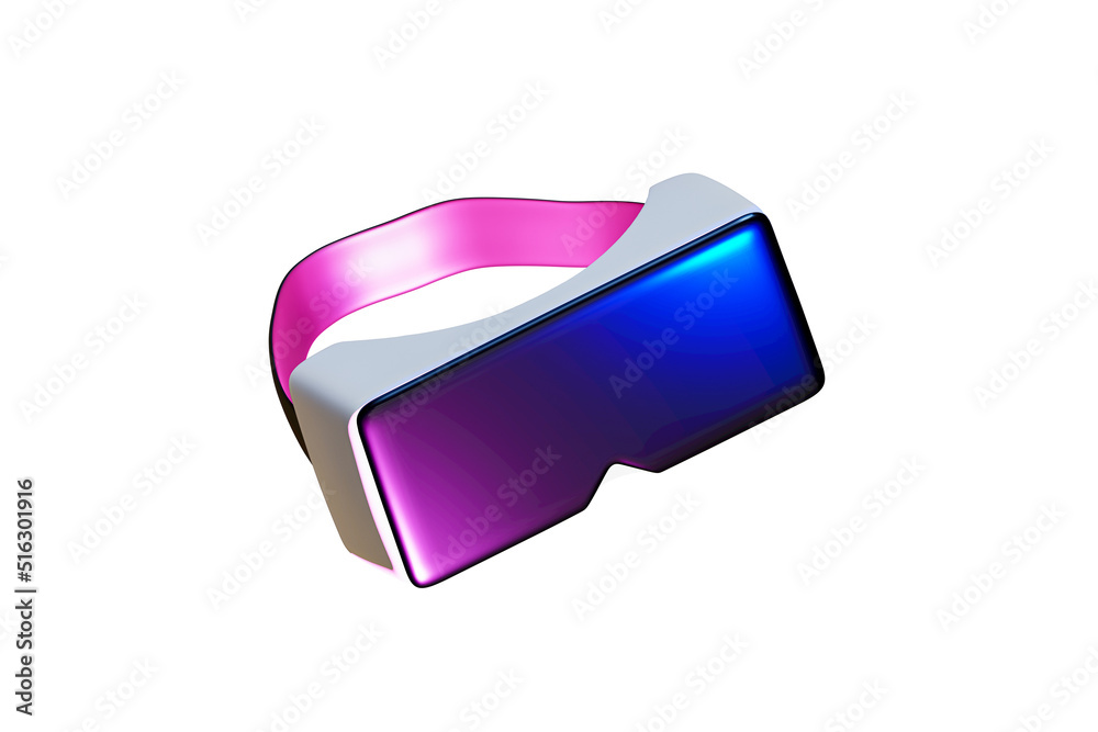 Virtual reality headset flat design with neon lines , Digital effect technology , with clipping path , isolated on white background , 3D Rendering illustration Virtual reality headset flat design with neon lines , Digital effect technology , with clipping path , isolated on white background , 3D Rendering illustration