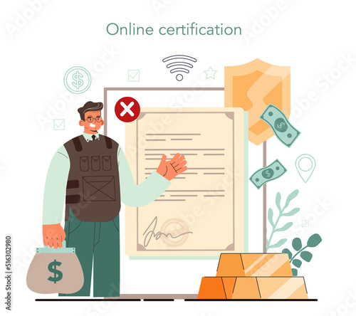 Encashment online service or platform. Money or valuable