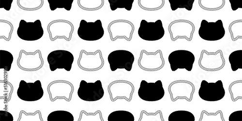 cat seamless pattern calico kitten rope vector head neko breed character cartoon pet repeat wallpaper tile background animal doodle illustration scarf isolated design