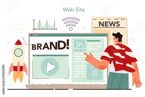 Public relations online service or platform. Specialist developing