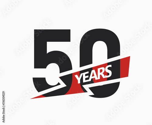 50 years of business, jubilee logo. 50th Anniversary sign. Modern graphic design for company birthday. Isolated vector illustration.