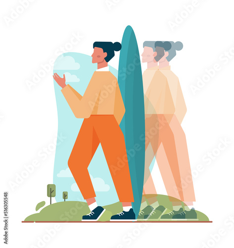 Change concept. Transformation and evolution metaphor. Modification process