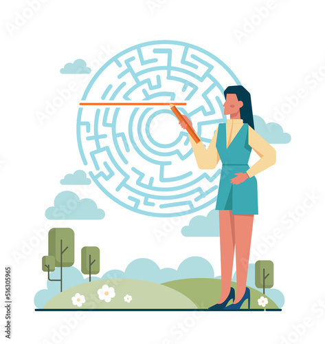 Hard or easy path choice concept. Difficult decision-making,