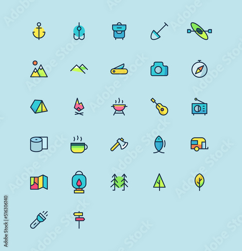 Simple Vector Camping Icons Set
