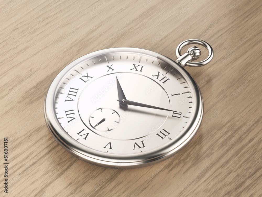 Luxury platinum pocket watch on wood background Luxury platinum pocket watch on wood background