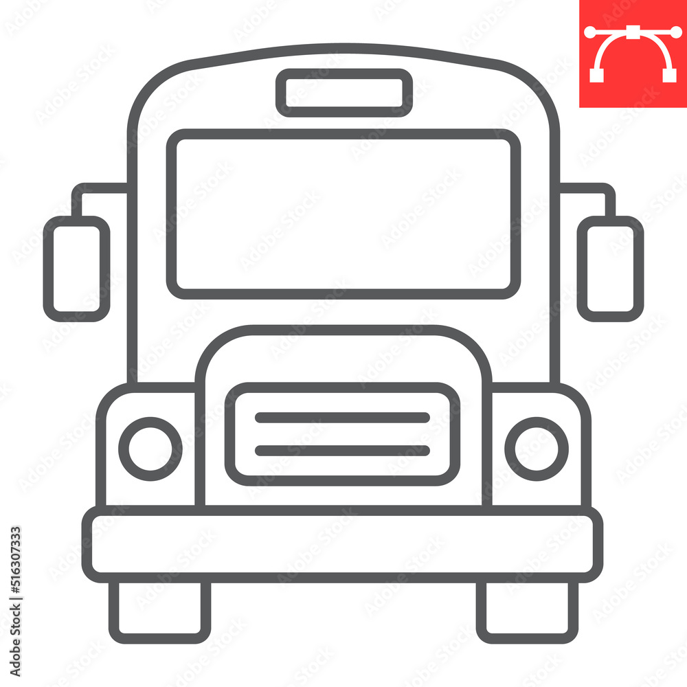 School bus line icon, school and transport, bus vector icon, vector graphics, editable stroke outline sign, eps 10. School bus line icon, school and transport, bus vector icon, vector graphics, editable stroke outline sign, eps 10.