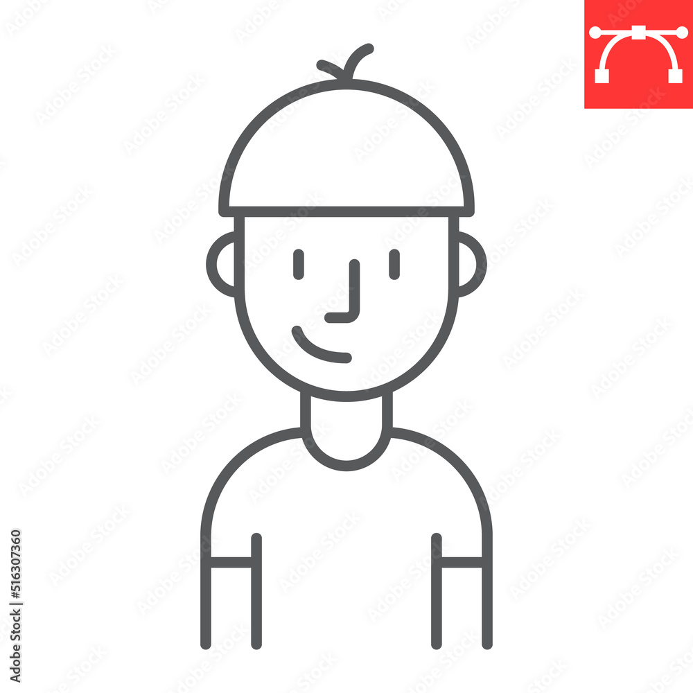 Boy student line icon, school and child, boy vector icon, vector graphics, editable stroke outline sign, eps 10. Boy student line icon, school and child, boy vector icon, vector graphics, editable stroke outline sign, eps 10.