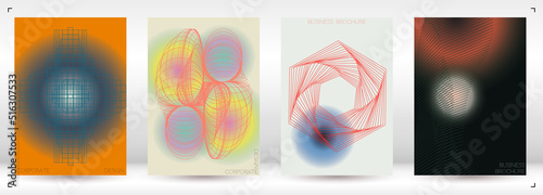 Minimal Minimal Geometric Vector Poster Design with Lines and Gradient Colorful Circles. Collection of Abstract Backgrounds for Covers, Flyers, Templates, Booklets, Cards, Brochures, Branding, etc.