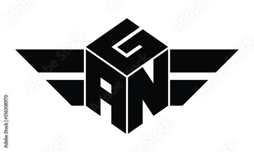 GAN three letter gaming logo in polygon cube shape logo design vector template. wordmark logo | emblem logo | monogram logo | initial letter logo | sports logo | minimalist logo | typography logo |