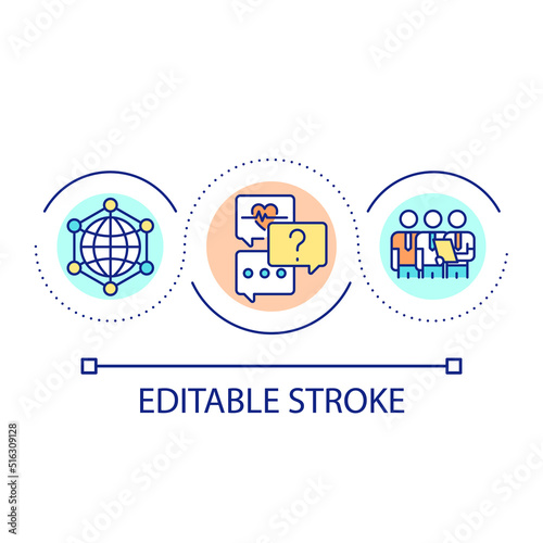 Wallpaper Mural International cooperation loop concept icon. Medical specialists. Experts collaboration abstract idea thin line illustration. Isolated outline drawing. Editable stroke. Arial font used Torontodigital.ca