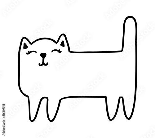 Cute handdrawn cat. Funny doodle kitty. Vector cartoon illustration