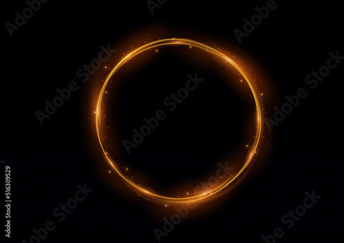 glow neon circle, ring orange flame, light swirl