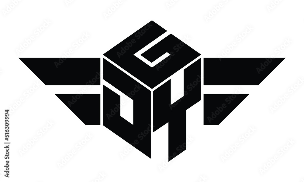 GDY three letter gaming logo in polygon cube shape logo design vector template. wordmark logo | emblem logo | monogram logo | initial letter logo | sports logo | minimalist logo | typography logo | - obrazy, fototapety, plakaty 