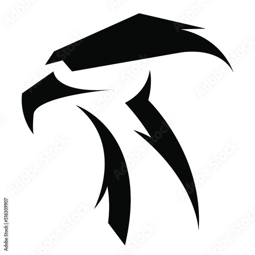 vector stylized image of the head of a beautiful proud eagle from laconic shapes. isolated on white background. useful as a logo, tattoo, illustrations, printing on t-shirts, postcards, advertising.