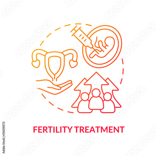 Fertility treatment red gradient concept icon. Conceiving technology. Cause of overpopulation abstract idea thin line illustration. Isolated outline drawing. Myriad Pro-Bold fonts used