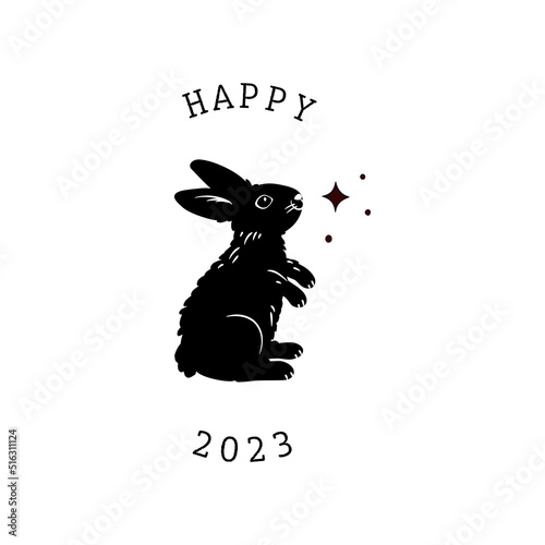 2023 Year of the rabbit, emblem design template with rabbit illustration.