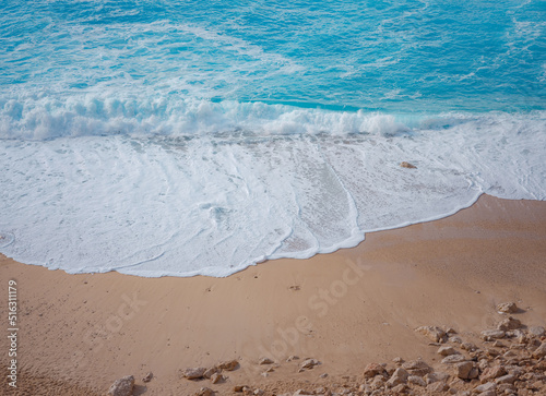 Fototapeta Naklejka Na Ścianę i Meble -  nobody on Kaputas beach, Mediterranean coast Sea, Kas, Turkey. Lycia coast on winter day during vacation