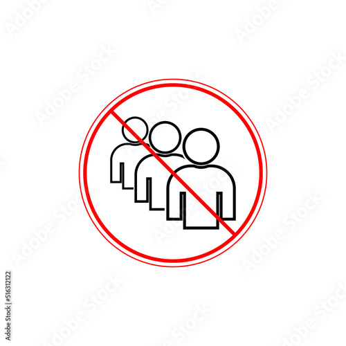 No or Stop. Queue icon. People waiting sign isolated on white background