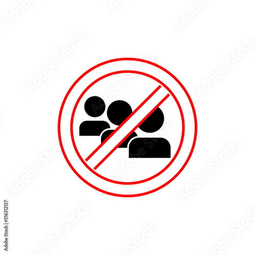 No or Stop. Queue icon. People waiting sign isolated on white background