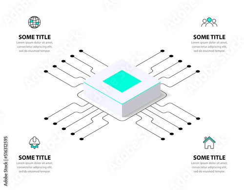Infographic template. Server concept with 4 steps