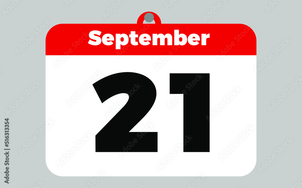 Fototapeta premium September, 21. White and red calendar.