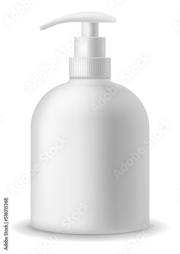 Plastic bottle pump mockup. Realistic blank package