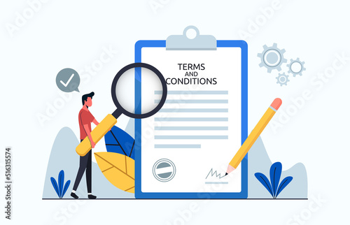Terms and conditions legal concept design. Man checking form and agree with the terms and conditions photo